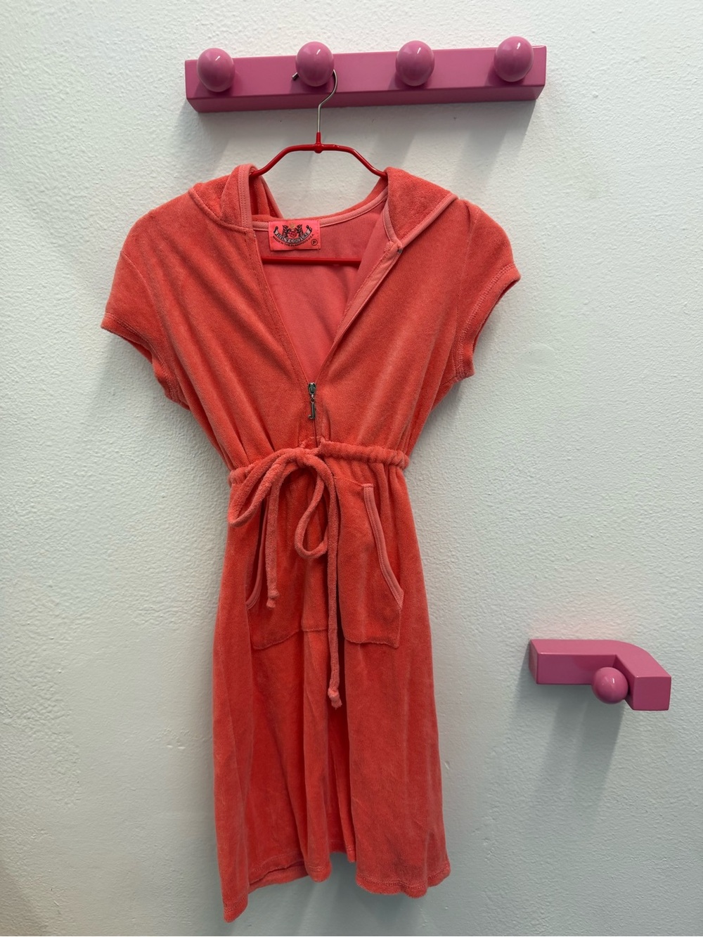 Vintage Juicy Couture Hooded Terry Cloth Zip Dress